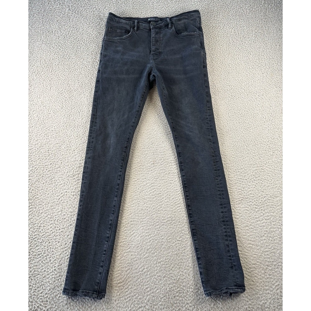 Purple Brand P001 Jeans Mens 32x31 Black Slim Stretch Distressed Button Fly